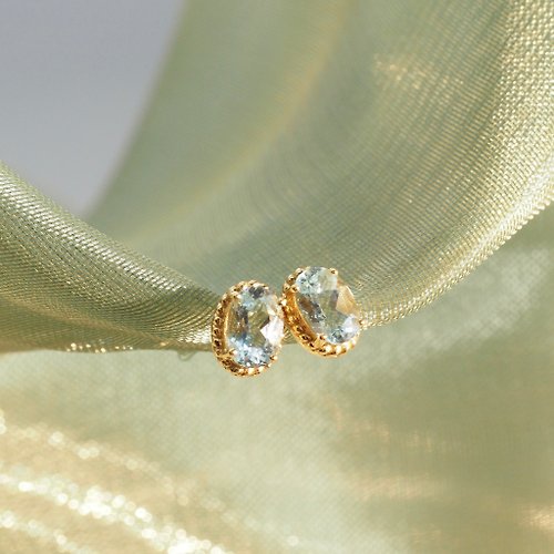 IRIZA Jewellery 18K金海藍寶石橢圓形耳環 18K Gold The Aquamarine Oval Earring