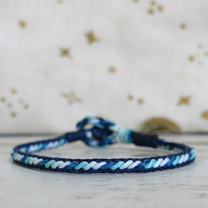 Sparkling Water│Classic Braided Diagonal Style│Waterproof Wax Surf - Bracelets - Waterproof Material Blue