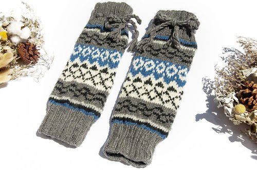 omhandmade 手織純羊毛針織襪套/編織羊毛襪套/內刷毛襪套/保暖襪套-東歐圖騰