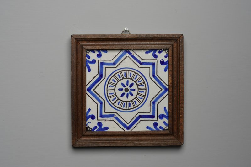 荷蘭手繪漢堡市八邊型瓷磚 / 台夫特 /Delft blue/代爾夫特藍 - 海報/掛畫/掛布 - 陶 藍色