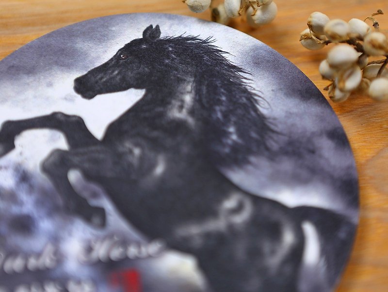 Yangti winning horse water coaster - ที่รองแก้ว - ดินเผา สีดำ