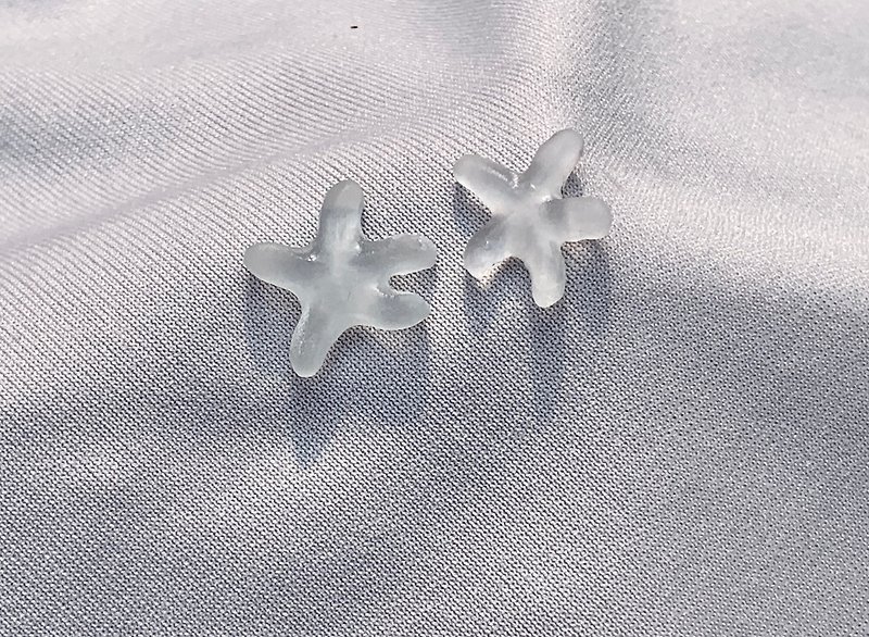 【Sea Star】Hand Mill Series-Sea Glass Earrings | Gifts from the Sea - ต่างหู - แก้ว สีใส
