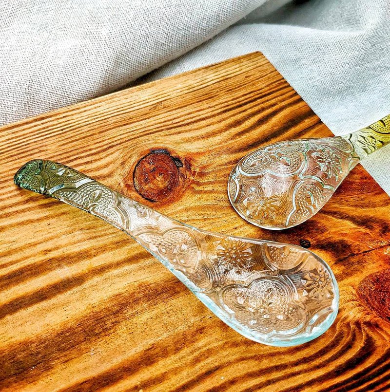 窯燒海棠花玻璃特色湯匙 海棠花玻璃 文創商品 湯匙 - 碟/盤子/餐盤 - 玻璃 