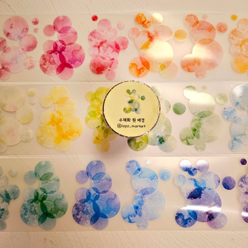 Watercolor Circle Background Big Size 7cm Matte PET Masking Tape - มาสกิ้งเทป - วัสดุอื่นๆ 