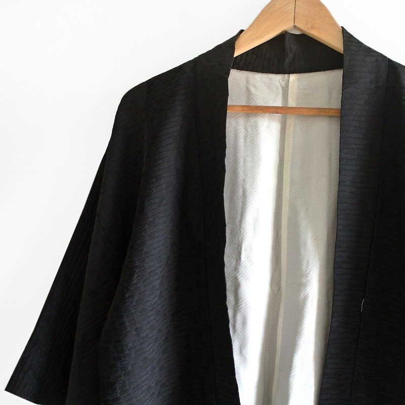 │Slowly│ Japanese Antiques - Light kimono coat F2│ .vintage retro vintage theatrical... - เสื้อแจ็คเก็ต - วัสดุอื่นๆ สีดำ