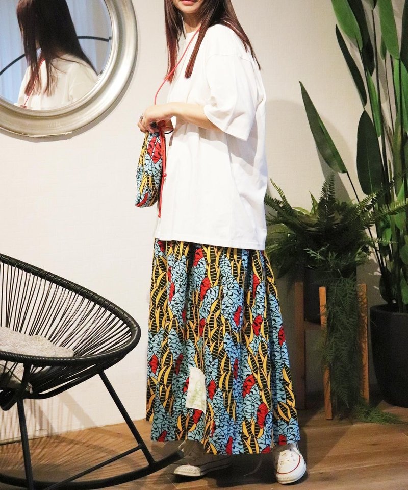 Africa tuck flare skirt 136/FLY WING - 裙子/長裙 - 聚酯纖維 藍色