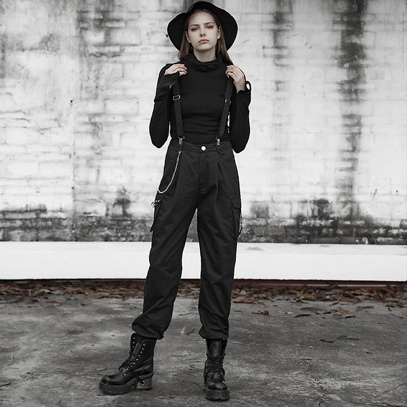 Punk street overalls - Overalls & Jumpsuits - Other Man-Made Fibers Black
