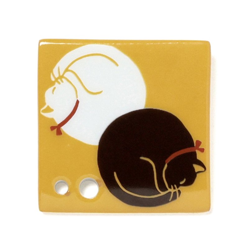 松榮堂新款正方形香立 團貓 日本製瓷器 - 香薰/精油/線香 - 瓷 