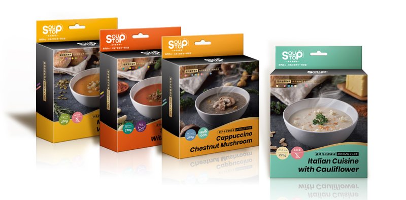 SOUPSTOP經典湯品四入免運組 栗子香菇/辣味牛肉/白花椰菜/摩洛哥 - 料理包/調理包 - 新鮮食材 多色