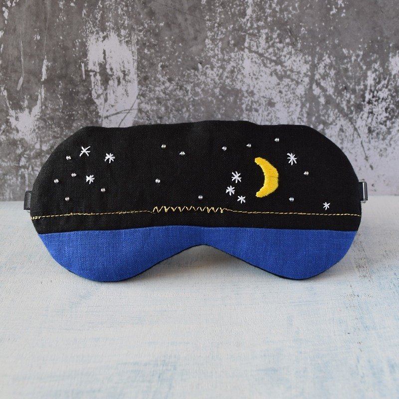 A hundred million light-years lullaby | sleep mask - Eye Masks - Cotton & Hemp Black