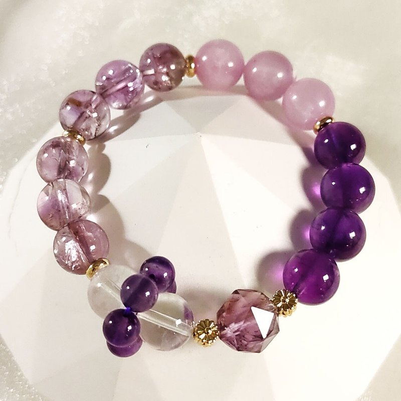 Fantasy purple environment bead model | February birthstone amethyst kunzite white crystal nine purple from fire luck - สร้อยข้อมือ - คริสตัล สีม่วง