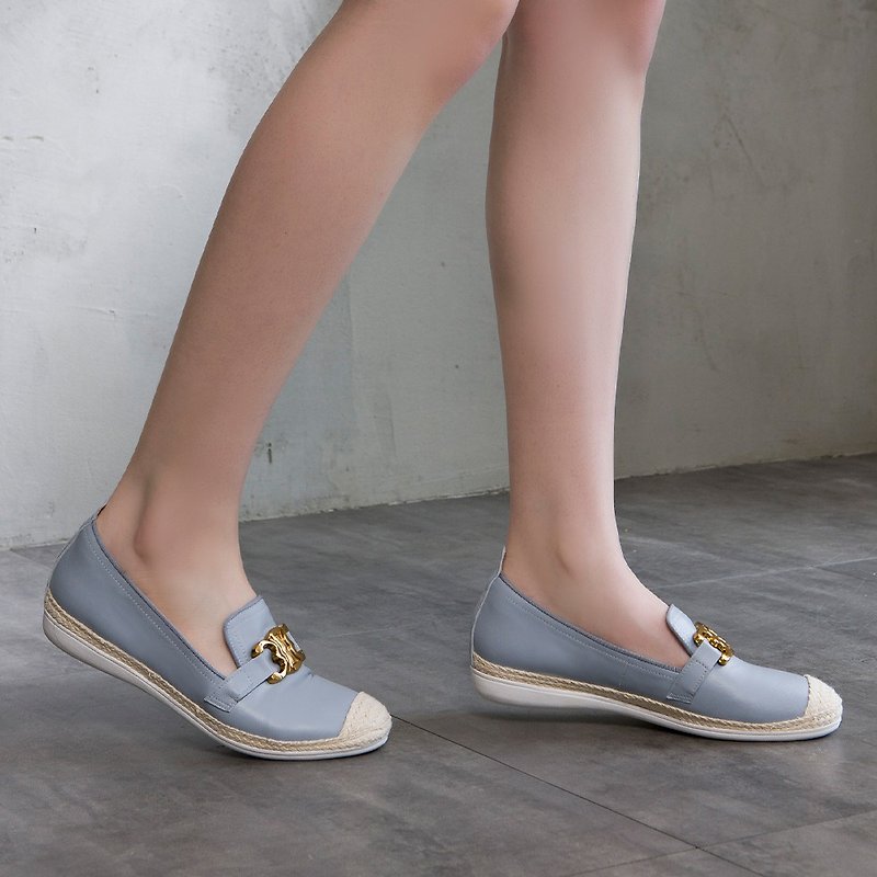 [Summer clear] Soft strength metal buckle flat fisherman shoes water blue 522500