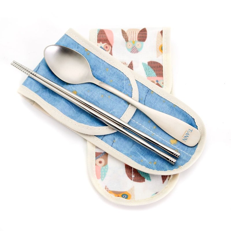 純鈦 筷子&湯匙套組 - 便當盒/食物袋 - 其他金屬 銀色
