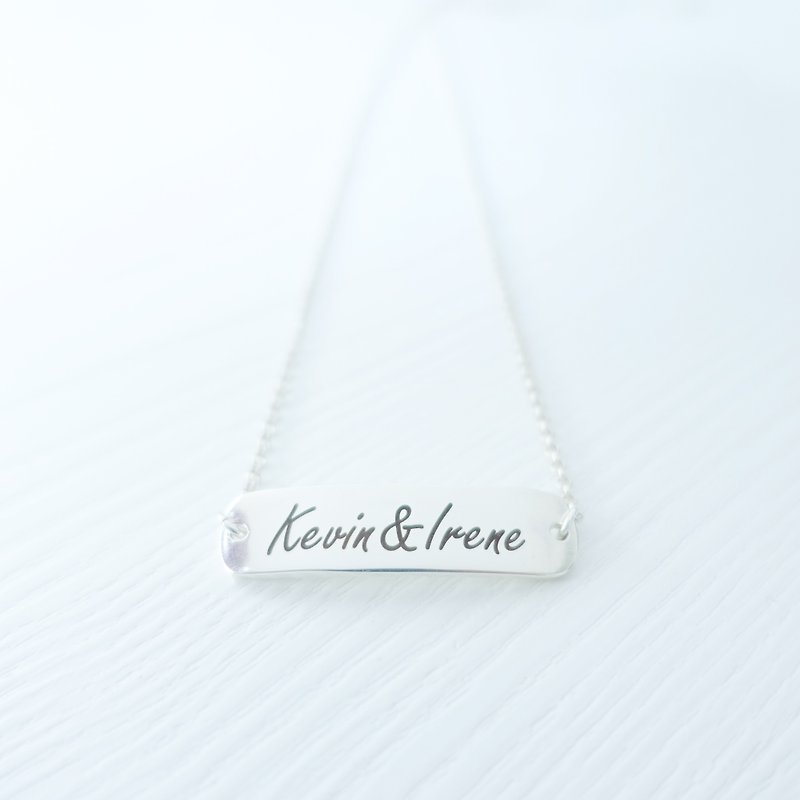 YOUR NAME- Engraving Silver Necklace Valentine Anniversary Friendship - สร้อยคอ - วัสดุอื่นๆ สีเงิน