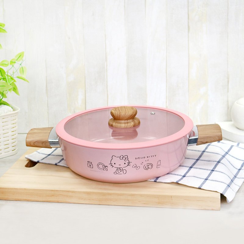 【HELLO KITTY】Fen Meng Pot Set-Japanese Double Ear Soup Pot/Sukiyaki Pot - กระทะ - อลูมิเนียมอัลลอยด์ สึชมพู