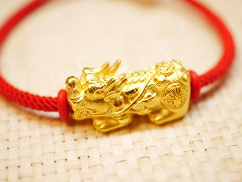 Gold Bracelet-Lucky Pixiu Bracelet Gold Jewelry-Gold 9999 (Free Milan Bracelet) - Bracelets - 24K Gold Gold