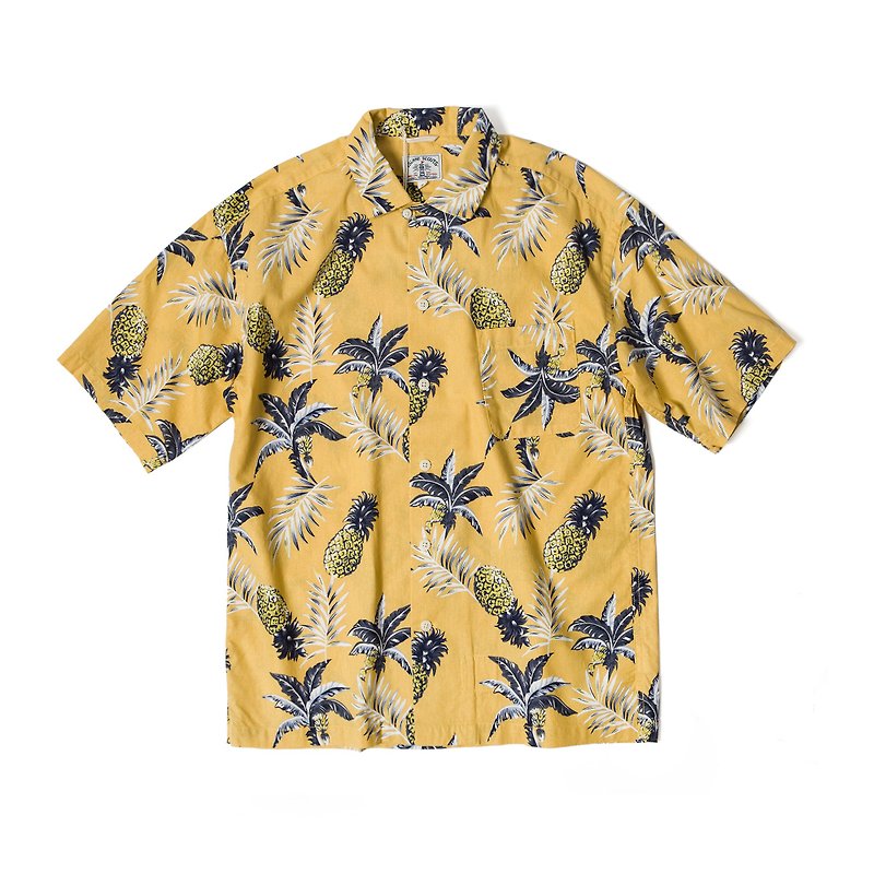 Pineapple Print Hawaii Shirt - Yellow - เสื้อเชิ้ตผู้ชาย - ผ้าฝ้าย/ผ้าลินิน สีเหลือง