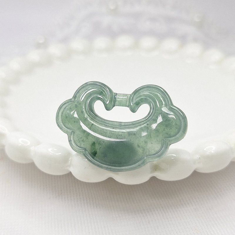 Bingrun dangerous material Ruyi lock pendant|Natural Grade A jadeite - สร้อยคอ - หยก 