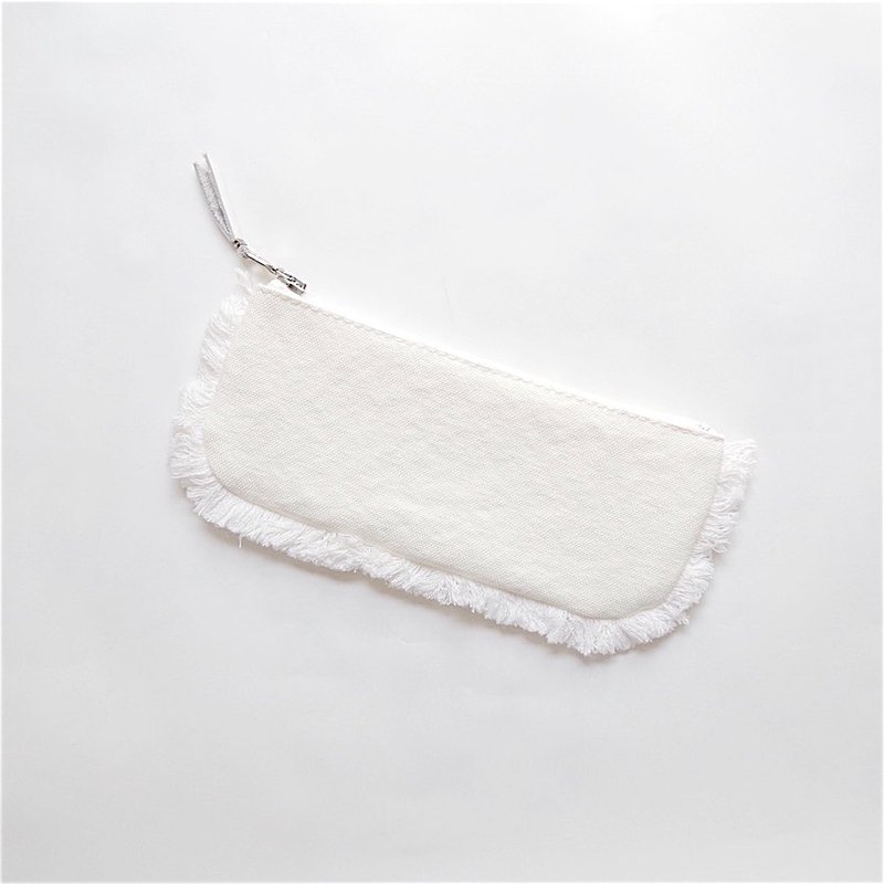 MOF 倉敷帆布のフリンジペンケース   Pure white - 鉛筆盒/筆袋 - 棉．麻 白色