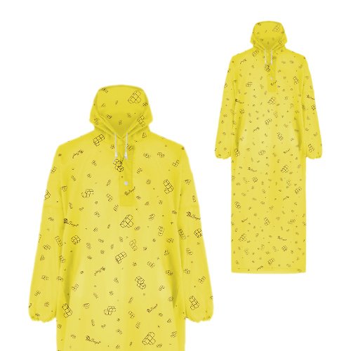 TDN 雙龍日系方塊反光安全雨衣超輕套式雨衣 環保太空雨衣(亮麗黃)