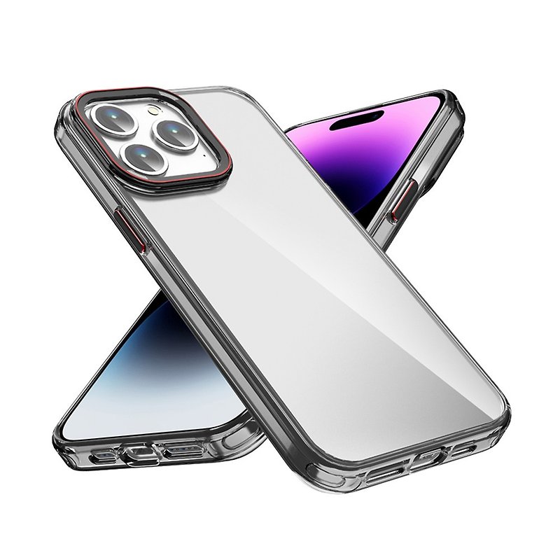VOYAGE anti-fall and anti-scratch protective case-Pure Frame-transparent black-iPhone 15 Pro(6.1) - เคส/ซองมือถือ - วัสดุอื่นๆ สีใส
