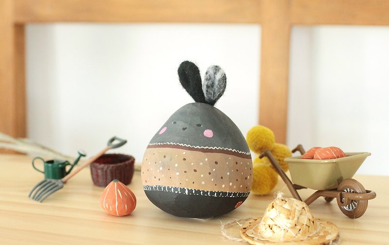 Healing Products-Black Rabbit-Rabbit Handmade Ornament/Rabbit Year/2023/Rabbit Baby Gift - Wood, Bamboo & Paper - Wood Black