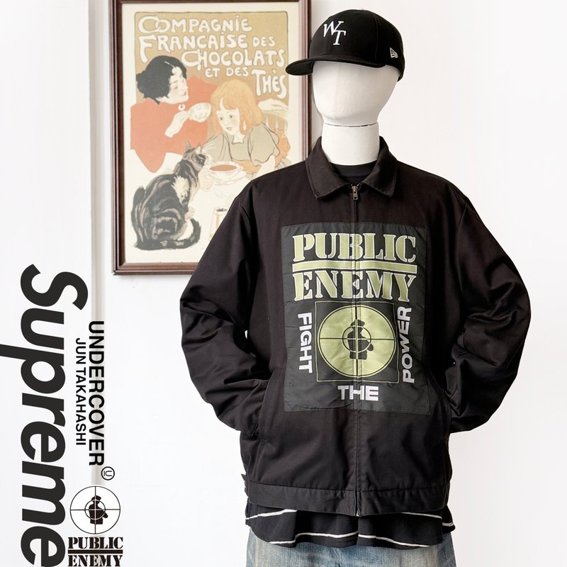 中古正品 18SS Supreme×UNDERCOVER×Public Enemy 工裝夾克外套 - 男夾克/外套 - 棉．麻 黑色