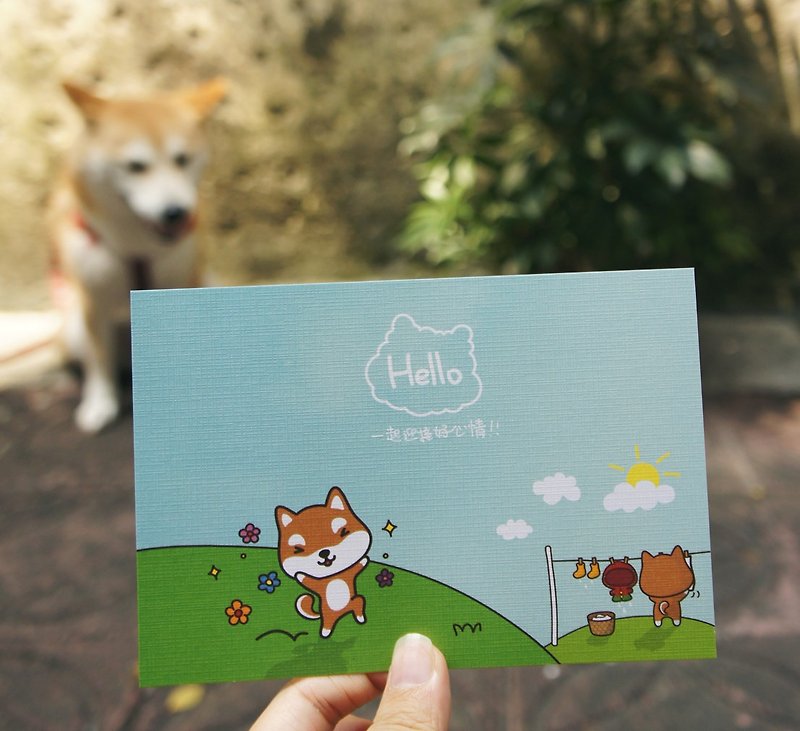 [Mangogirl] Hello meet with the good mood !! Shiba graffiti postcard - การ์ด/โปสการ์ด - กระดาษ 