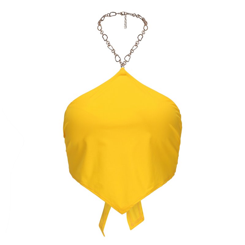 Holiday Top Necklace Halter - Women's Swimwear - Nylon Yellow