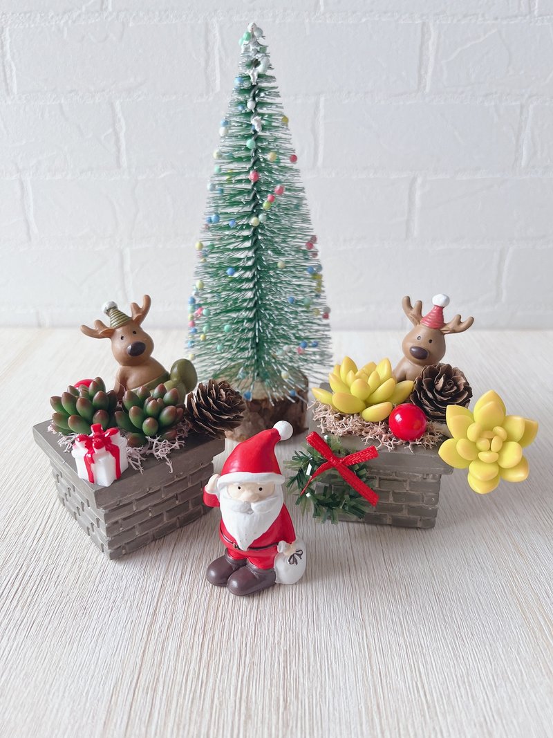 [Clay Succulent - Ready Stock] Christmas Succulent Small Potted Plant - Red Elk. Yellow Li & Green Elk. Otome Heart - Plants - Clay Multicolor