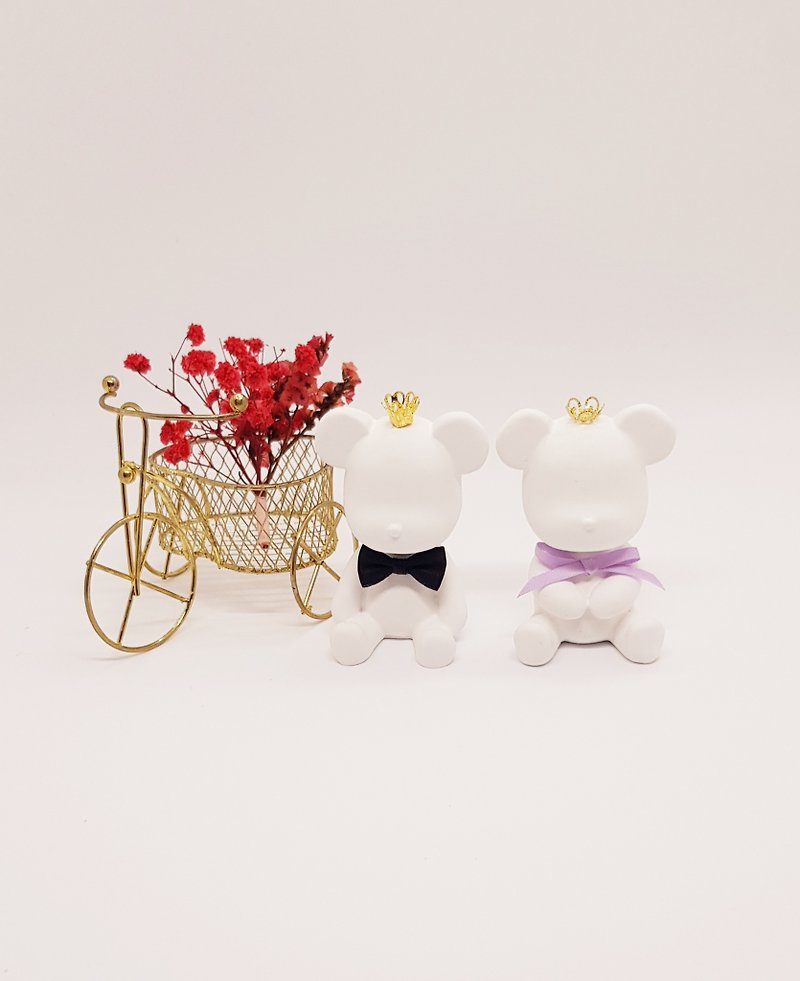 Crown Couple Bear Diffuser Stone--Birthday Gifts-New Year Gifts-Wedding Small Items-Valentine's Day - Fragrances - Other Materials White
