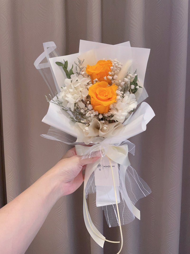 Sunset Tangerine Immortal Rose BouquetDried BouquetValentine's Day BouquetTanabata BouquetMother's Day Bouquet - ของวางตกแต่ง - พืช/ดอกไม้ สีส้ม