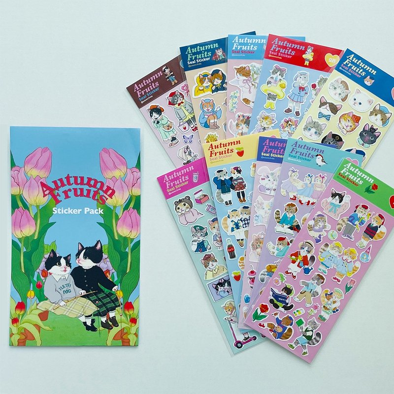 Cat illust 10type seal sticker - 貼紙 - 紙 多色