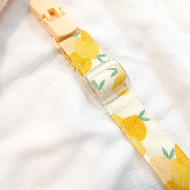 Summer lemon. Adjustable length handmade pacifier chain (for vanilla pacifier and general pacifier) - ขวดนม/จุกนม - ผ้าฝ้าย/ผ้าลินิน สีเหลือง