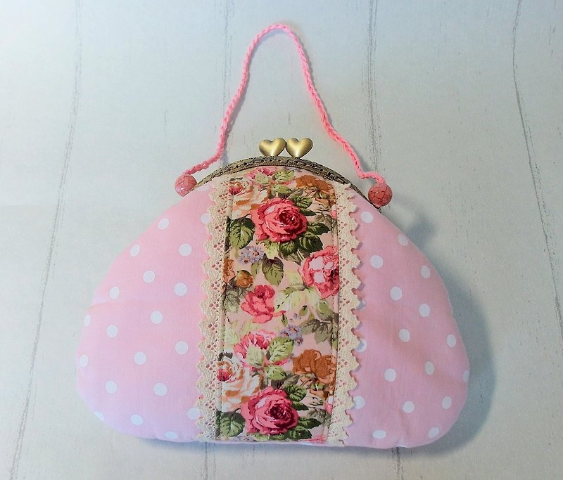 Handbag - กระเป๋าถือ - ผ้าฝ้าย/ผ้าลินิน สึชมพู