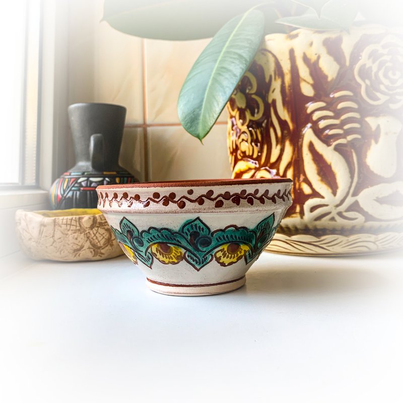 Handmade ceramic bowl,Clay pottery deep bowl,hand painted Ceramic bowl,Ukraine - 碗 - 陶 綠色