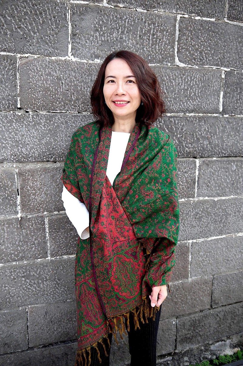 ginagypsy India mixed wool shawls - Knit Scarves & Wraps - Wool Green