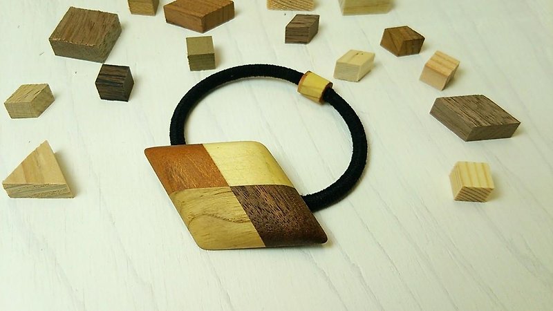 《リニューアル》寄木のヘアゴム③ - 髮飾 - 木頭 咖啡色