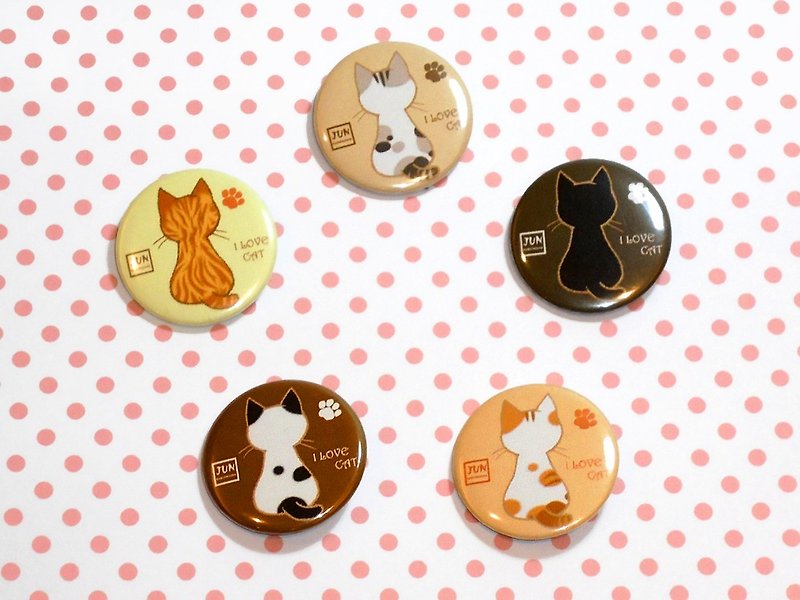 Badge~Meeks Kitty Back View Badge Set - Brooches - Plastic Multicolor