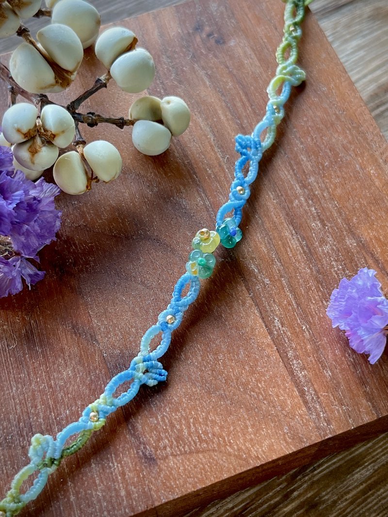 碧藍桂花-翡翠設計手環 - 手鍊/手環 - 寶石 藍色