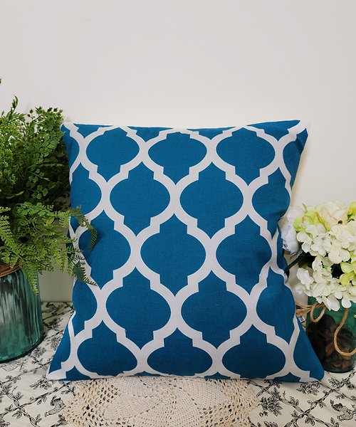 hazelnut 北歐風格藍色幾何圖案,深藍色圖案抱枕靠枕靠墊枕套