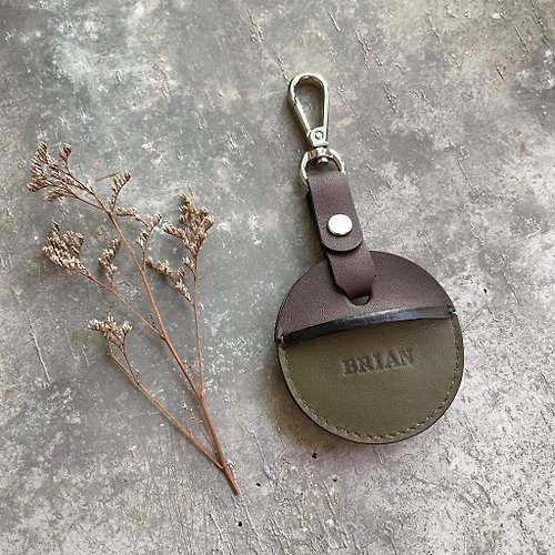 KAKU皮革設計 gogoro鑰匙皮套 橄欖綠/深咖啡 客製化禮物