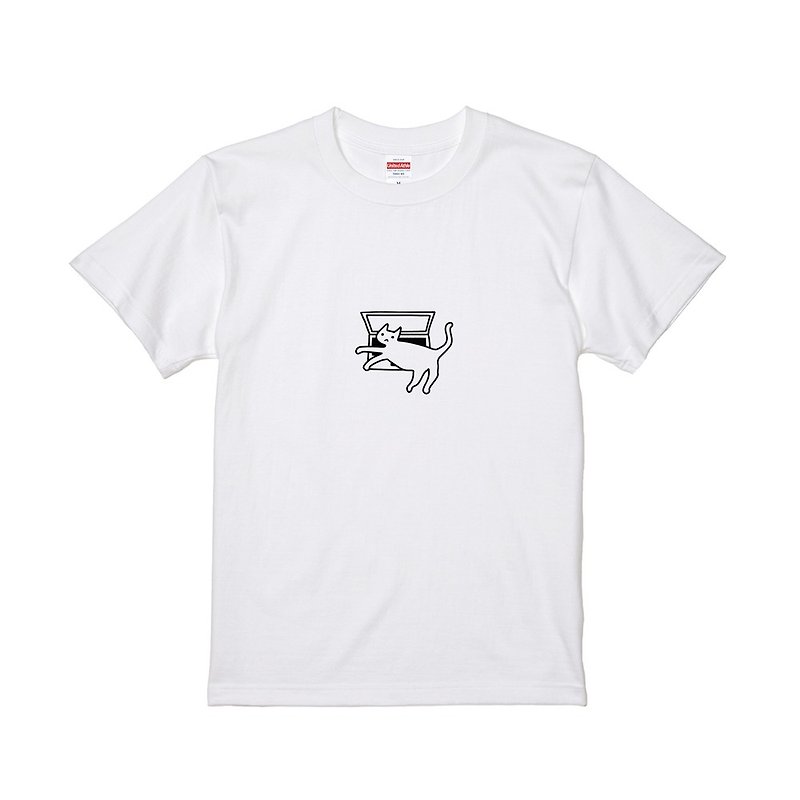 My lozy kitty T-shirt – working - เสื้อฮู้ด - ผ้าฝ้าย/ผ้าลินิน ขาว