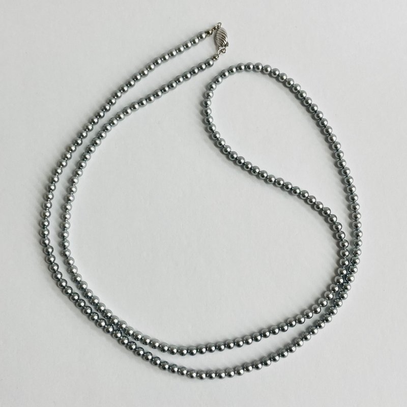 貝ベビーパール2Wayロングネックレス/4mm約90cm/グレー/R/made in japan - 項鍊 - 貝殼 灰色