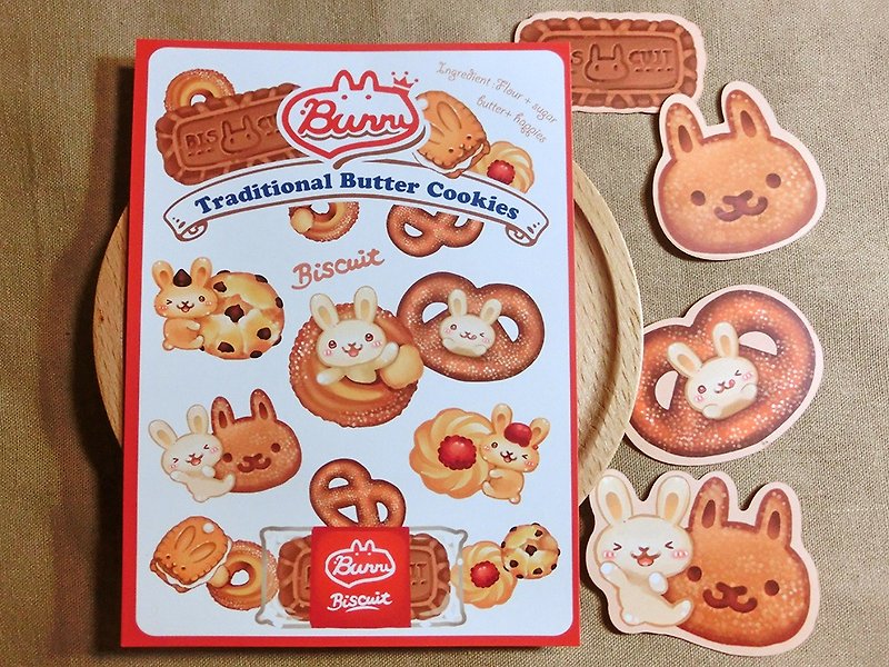 Postcard-Butter Cookies Bunny - การ์ด/โปสการ์ด - กระดาษ หลากหลายสี