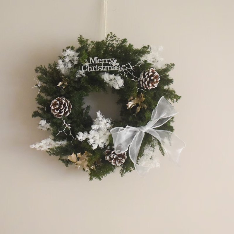 /永生雪松花圈-小款/聖誕節 新年 送禮 生日 交換禮物 永生花 - 乾燥花/永生花 - 植物．花 多色