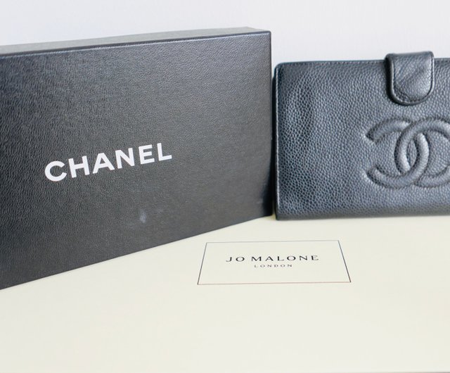 Chanel Black Caviar Leather CC Logo Long Bifold Wallet 104c52