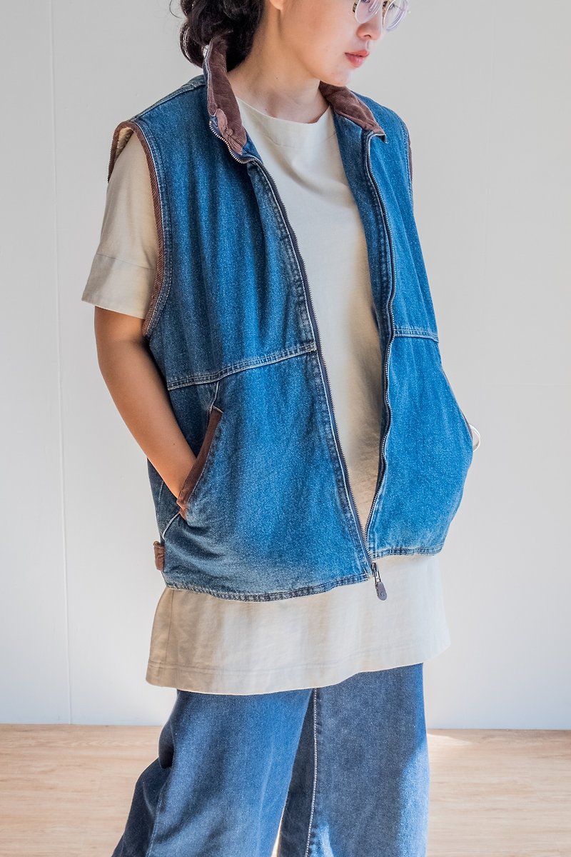 Vintage / Wrangler Vest no.55 tk - เสื้อกั๊กผู้ชาย - ผ้าฝ้าย/ผ้าลินิน สีน้ำเงิน