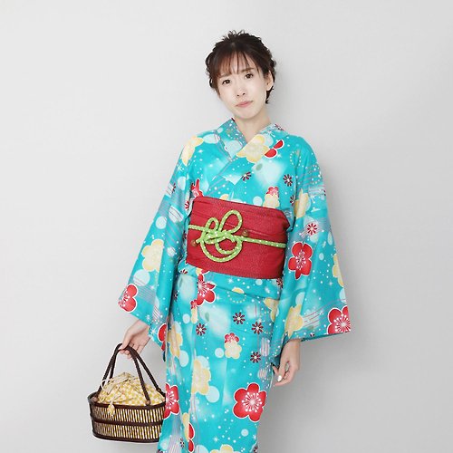 fuukakimono 日本 和服 梭織 女性 浴衣 腰封 2件組 F Size x26-1b yukata