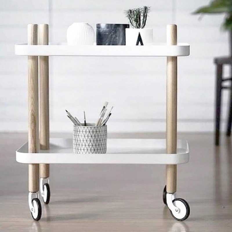 ZakkaCasa home life / Trolley multi-function trolley / solid wood / coffee table / side / bedside table - Shelves & Baskets - Wood White